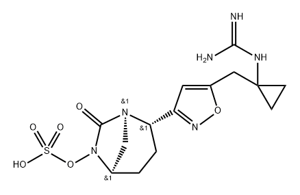 (1R,2S,5R)-2-[5-[[1-[(Aminoiminomethyl) amino]cyclopropyl]methyl]-3-isoxazolyl]-7- oxo-1,6-diazabicyclo[3.2.1]oct-6-yl hydrogen sulfate Structure