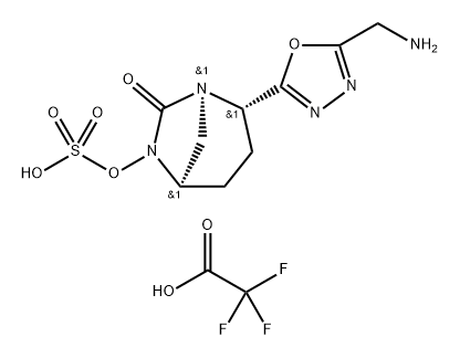 Sulfuric acid, mono[(1R,2S,5R)-2-[5-(aminom ethyl)-1,3,4-oxadiazol-2-yl]-7-oxo-1,6-diazab icyclo[3.2.1]oct-6-yl] ester, 2,2,2-trifluor oacetate (1:X) Struktur