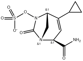 Sulfuric acid, mono[(1R,2S,5R)-2-(aminoca
rbonyl)-4-cyclopropyl-7-oxo-1,6-diazabicyclo
[3.2.1]oct-3-en-6-yl] ester, ion(1-) Structure