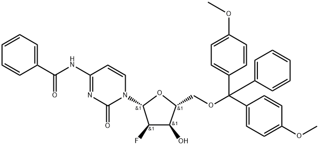 Cytidine, N-benzoyl-5'-O-[bis(4-Methoxyphenyl)phenylMethyl]-2'-deoxy-2'-fluoro- 化学構造式