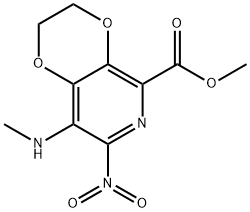 methyl8-(methylamino)-7-nitro-2,3-dihydro-[1,4]dioxino[2,3-c]pyridine-5-carboxylate 化学構造式