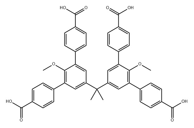 5',5''''-(PROPANE-2,2-DIYL)BIS(2'-METHOXY-[1,1':3',1''-TERPHENYL]-4,4''-DICARBOXYLIC ACID),1473420-10-8,结构式