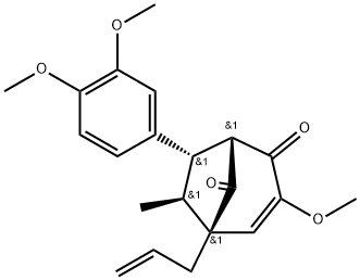 (6-外型,7-内型)-7-(3,4-二甲氧基苯基)-3-甲氧基-6-甲基-5-(2-丙烯基)-双环[3.2.1]辛-3-烯-2,8-二酮, 147976-35-0, 结构式