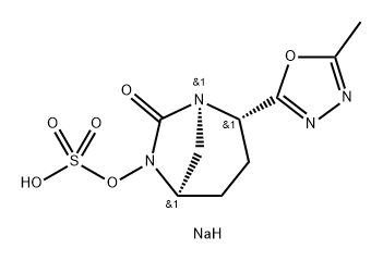 Sulfuric acid, mono[(1R,2S,5R)-2-(5-methyl-1,3, 4-oxadiazol-2-yl)-7-oxo-1,6-diazabicyclo[3.2.1] oct-6-yl] ester, sodium salt (1:1) Structure
