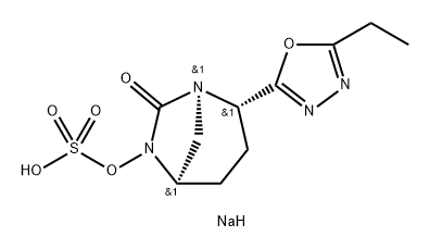 Sulfuric acid, mono[(1R,2S,5R)-2-(5-ethyl-1,3,4- oxadiazol-2-yl)-7-oxo-1,6-diazabicyclo[3.2.1] oct-6-yl] ester, sodium salt (1:1) 化学構造式