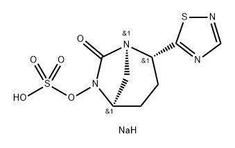 Sulfuric acid, mono [(1 R,2S,5R)-7-oxo-2-(1 ,2,4- thiadiazol-5-yl)-1 ,6-diazabicyclo[3.2.1 ]oct-6-yl] ester, sodium salt (1 :1 ) Structure