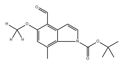 1H-Indole-1-carboxylic acid, 4-formyl-5-(methoxy-d3)-7-methyl-, 1,1-dimethylethyl ester Structure