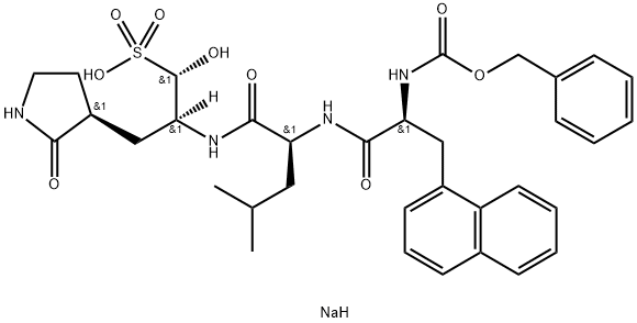 L-Leucinamide, 3-(1-naphthalenyl)-N-[(phenylmethoxy)carbonyl]-L-alanyl-N-[(1S,2S)-2-hydroxy-1-[[(3S)-2-oxo-3-pyrrolidinyl]methyl]-2-sulfoethyl]-, sodium salt (1:1) Structure