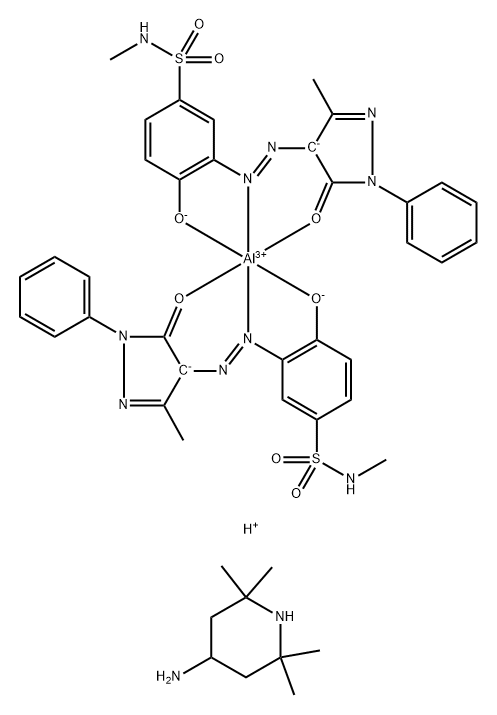 Bis[3-(4,5-dihydro-3-methyl-5-oxo-1-phenyl-1H-pyrazol-4-yl)azo]-4-hydroxy-N-methylbenzenesulfonamidato(2-)-aluminate(1-) hydrogen compd. with 2,2,6,6 -tetramethyl-4-piperidinamine(1:1) Structure
