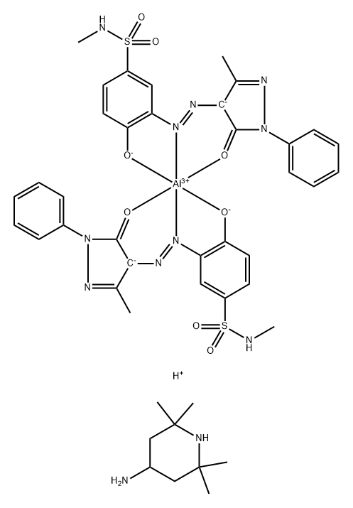 Bis[3-(4,5-dihydro-3-methyl-5-oxo-1-phenyl-1H-pyrazol-4-yl)azo]-4-hydroxy-N-methylbenzenesulfonamidato(2-)-aluminate(1-) hydrogen compd. with 2,2,6,6 -tetramethyl-4-piperidinamine(1:1)|