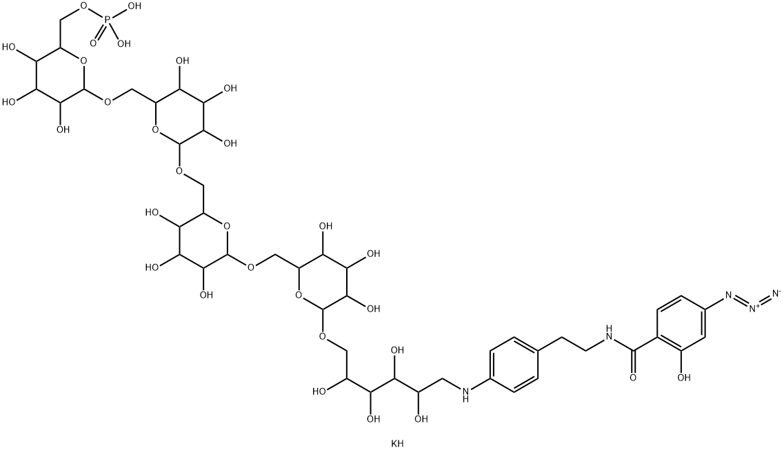 2-((4-phosphopentamanniminophenyl)ethyl)-4-azidosalicylamide Struktur