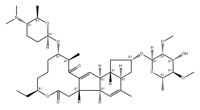 1H-as-Indaceno[3,2-d]oxacyclododecin-7,15-dione,2-[(6-deoxy-2,4-di-O-methyl-a-L-mannopyranosyl)oxy]-13-[[(2R,5S,6R)-5-(dimethylamino)tetrahydro-6-methyl-2H-pyran-2-yl]oxy]-9-ethyl-2,3,3a,5a,5b,6,9,10,11,12,13,14,16a,16b-tetradecahydro-4,14-dimethyl-,(2S,3aR,5aS,5bS,9S,13S,14R,16aS,16bS)-|1H-as-Indaceno[3,2-d]oxacyclododecin-7,15-dione,2-[(6-deoxy-2,4-di-O-methyl-a-L-mannopyranosyl)oxy]-13-[[(2R,5S,6R)-5-(dimethylamino)tetrahydro-6-methyl-2H-pyran-2-yl]oxy]-9-ethyl-2,3,3a,5a,5b,6,9,10,11,12,13,14,16a,16b-tetradecahydro-4,14-dimethyl-,(2S,3aR,5aS,5bS,9S,13S,14R,16aS,16bS)-