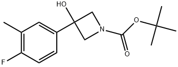 1,1-Dimethylethyl 3-(4-fluoro-3-methylphenyl)-3-hydroxy-1-azetidinecarboxylate,1491668-35-9,结构式