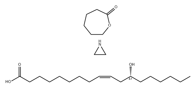 9-Octadecenoic acid, 12-hydroxy-, (9Z,12R)-, polymer with aziridine and 2-oxepanone Struktur