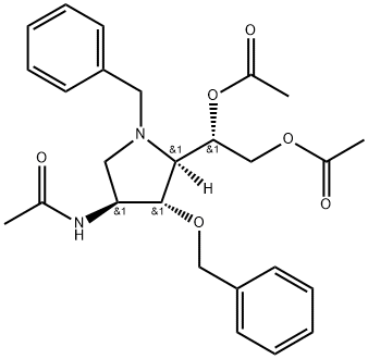 Acetamide, N-5-1,2-bis(acetyloxy)ethyl-4-(phenylmethoxy)-1-(phenylmethyl)-3-pyrrolidinyl-, 3S-3.alpha.,4.beta.,5.alpha.(R*)- 化学構造式