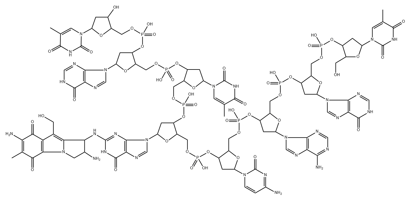10-decarbamoylmitomycin C-N(2)-deoxyguanosine-adduct Structure