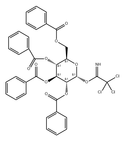 2,3,4,6-Tetra-O-benzoyl-1-O-(2,2,2-trichloroethanimidoyl)-α-D-glucopyranose 化学構造式