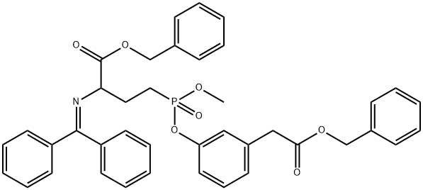Benzyl 4-((3-(2-(Benzyloxy)-2-oxoethyl)phenoxy)(methoxy)phosphoryl)-2-((diphenylmethylene)amino)butanoate Struktur