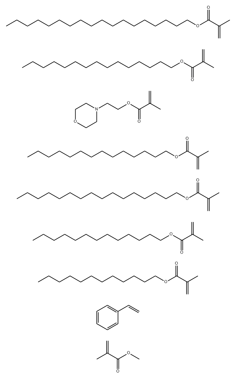 Dodecyl  2-methyl-2-propenoate polymer with ethenylbenzene, hexadecyl 2-methyl-2-propenoate, methyl 2-methyl-2-propenoate, 2-(4-morpholinyl)ethyl 2-methyl-2-propenoate, octadecyl 2-methyl-2-propenoate, pentadecyl 2-methyl-2-propenoate, tetradecyl 2-methyl Structure