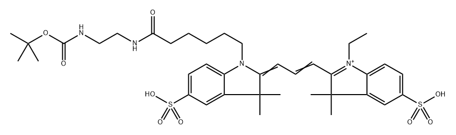 Cyanine 3 Monofunctional Hexanoic Acid t-BOC-Ethylenediamine Amide (K Salt),1498304-48-5,结构式