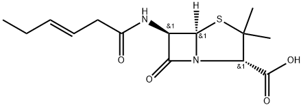 4-Thia-1-azabicyclo[3.2.0]heptane-2-carboxylic acid, 3,3-dimethyl-7-oxo-6-[(1-oxo-3-hexenyl)amino]-, [2S-[2α,5α,6β(E)]]- (9CI) 化学構造式