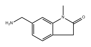 6-Aminomethyl-1-methyl-1,3-dihydro-indol-2-one 化学構造式