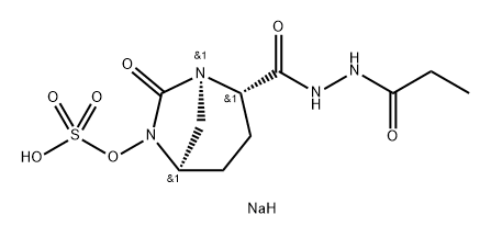 1 ,6-Diazabicyclo[3.2.1 ]octane-2-carboxylic acid, 7-oxo-6-(sulfooxy)-, 2-[2-(1 -oxopropyl) hydrazide], sodium salt (1 : 1 ), (1 R,2S,5R)- Structure