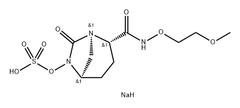 Sulfuric acid, mono [(1 R,2S,5R)-2-[[(2-methoxy ethoxy)amino]carbonyl]-7-oxo-1 ,6-diazab icyclo[3.2.1 ]oct-6-yl] ester, sodium salt (1 : 1 ) Struktur