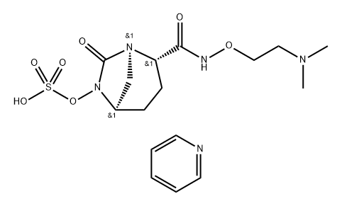 pyridinium (2S,5R)-N-[2-(dimethylamino)ethoxyl]-7-oxo-6-(sulfooxy)-1,6-diazabicyclo[3.2.1]octane-2-carboxamide 化学構造式