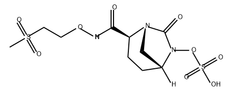 (1R,2S,5R)-2-((2-(methylsulfonyl)ethoxy)carbamoyl)-7-oxo-1,6-diazabicyclo[3.2.1]octan-6-yl hydrogen sulfate Structure