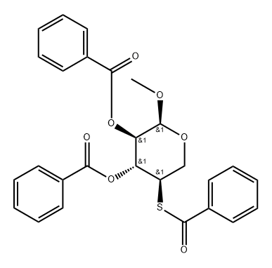 メチル2-O,3-O,4-S-トリベンゾイル-4-チオ-α-D-キシロピラノシド 化学構造式