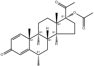 Pregna-1,4-diene-3,20-dione, 17-(acetyloxy)-6-methyl-, (6α)- Struktur