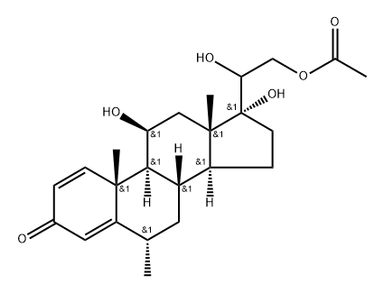 Pregna-1,4-dien-3-one, 21-(acetyloxy)-11,17,20-trihydroxy-6-methyl-, (6α,11β)- (9CI) Struktur