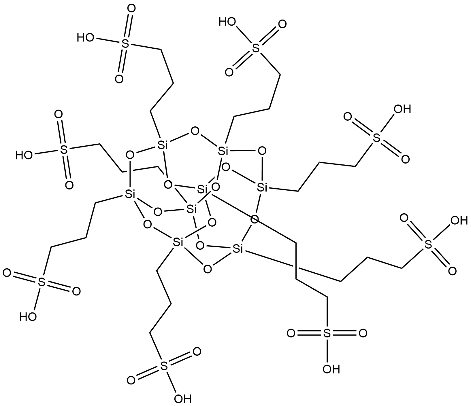 Pentacyclo[9.5.1.13,9.15,15.17,13]octasiloxane-1,3,5,7,9,11,13,15-octapropanesulfonic acid Structure