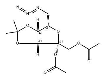 .beta.-L-Tagatofuranose, 6-azido-6-deoxy-3,4-O-(1-methylethylidene)-, 1,2-diacetate,151252-17-4,结构式