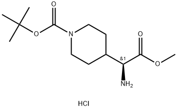 tert-butyl(S)-4-(1-amino-2-methoxy-2-oxoethyl)piperidine-1-carboxylate hydrochloride Struktur