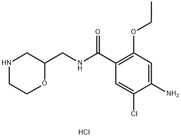 Benzamide, 4-amino-5-chloro-2-ethoxy-N-(2-morpholinylmethyl)-, hydrochloride (1:1) Structure