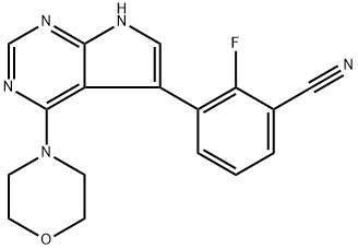 2-氟-3-(4-吗啉-4-基吡咯-2,3-二羟基嘧啶-5-基)苯甲腈,1527474-15-2,结构式