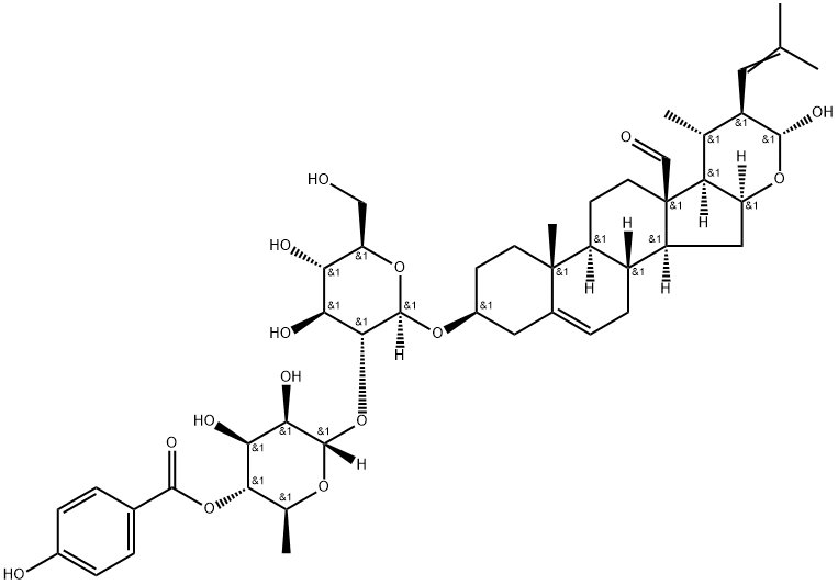 3-((2-O-(6-deoxy-4-O-(4-hydroxybenzoyl)mannopyranosyl)glucopyranosyl)oxy)-16,23-epoxy-23-hydroxy-22-(2-methyl-1-propenyl)-24-norchol-5-en-18-al|