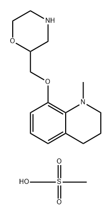 Quinoline, 1,2,3,4-tetrahydro-1-methyl-8-(2-morpholinylmethoxy)-, methanesulfonate (1:1) Structure