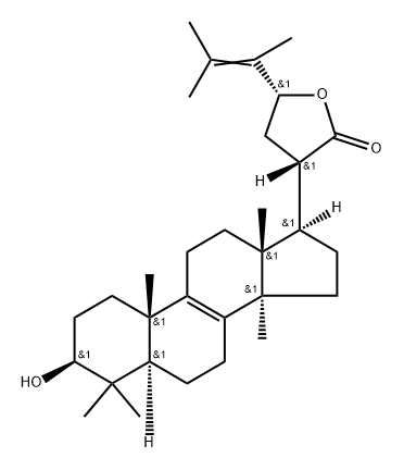 Lanosta-8,24-dien-21-oic acid, 3,23-dihydroxy-24-methyl-, γ-lactone, (3β,20S,23R)- Struktur