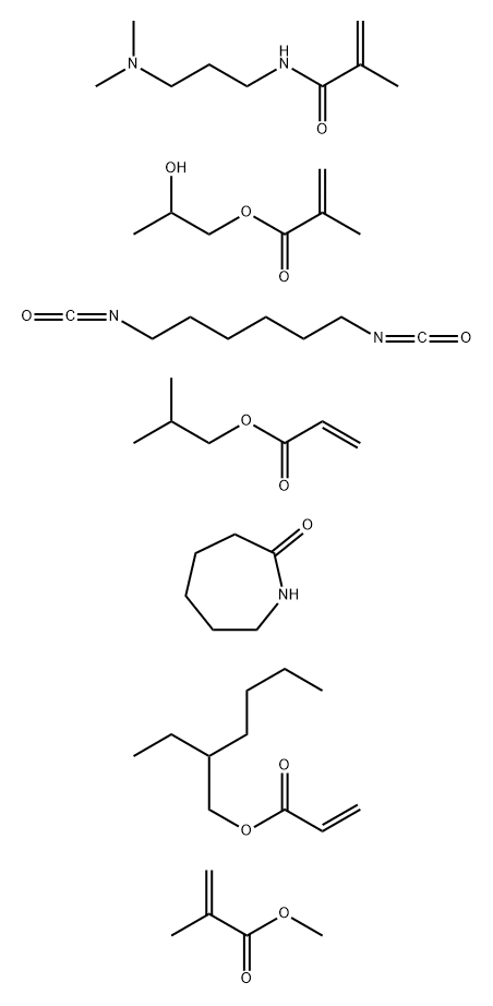 153699-25-3 2-Propenoic acid, 2-methyl-, 2-hydroxypropyl ester, polymer with 1,6-diisocyanatohexane, N-[3-(dimethylamino)propyl]-2-methyl-2-propenamide, 2-ethylhexyl 2-propenoate, hexahydro-2H-azepin-2-one, methyl 2-methyl-2-propenoate and 2-methylpropyl 2-propenoate