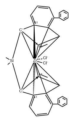 外消旋二甲基亚甲硅双(2-甲基-4-苯基茚基)二氯化锆, 153882-67-8, 结构式