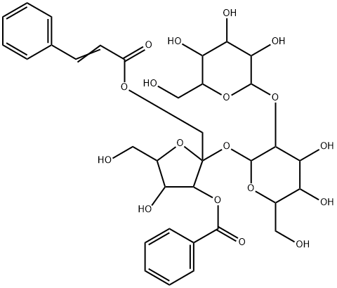 2'-肉桂酰基-3'-苯甲酰基-(2-O-Α-葡萄糖基)蔗糖酯,154287-55-5,结构式