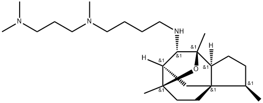 1,4-Butanediamine, N'-[(3R,3aS,6R,7R,8S,9S,9aS)-decahydro-3,6,9-trimethyl-6,9-epoxy-3a,7-methano-3aH-cyclopentacycloocten-8-yl]-N-[3-(dimethylamino)propyl]-N-methyl- (9CI) Struktur