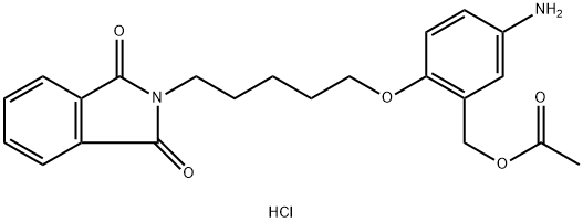 1H-Isoindole-1,3(2H)-dione, 2-[5-[2-[(acetyloxy)methyl]-4-aminophenoxy]pentyl]-, hydrochloride (1:1),15486-40-5,结构式