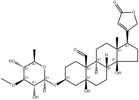 3β-[(3-O-Methyl-6-deoxy-β-D-glucopyranosyl)oxy]-5,14-dihydroxy-19-oxo-5β-card-20(22)-enolide 结构式