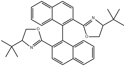 (S)-2,2'-bis((S)-4-(tert-butyl)-4,5-dihydrooxazol-2-yl)-1,1'-binaphthalene Struktur