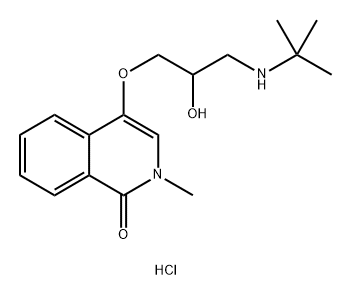 (+)-4-[3-[(叔丁基)氨基]-2-羟基丙氧基]-2-甲基-1(2H)-异喹啉酮单盐酸盐,155346-81-9,结构式