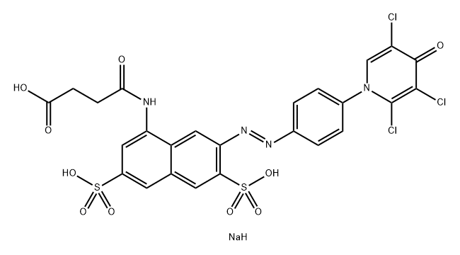 Succinamic acid, N-3,6-disulfo-7-p-(2,3,5-trichloro-4-oxo-1(4H)-pyridyl)phenylazo-1-naphthyl-, trisodium salt Structure